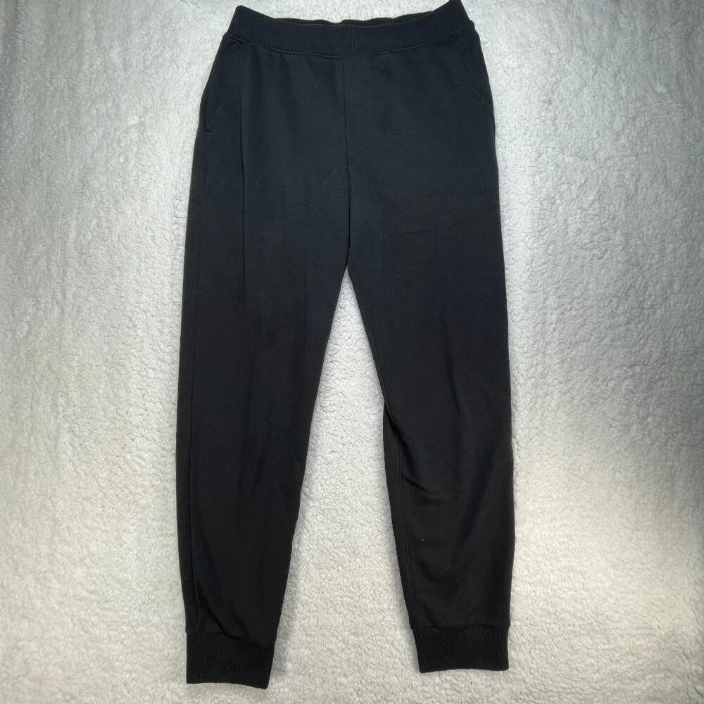 Sketchers Sweatpants Mens Medium Black Cotton Blend Elastic Waist Cuffs Pockets